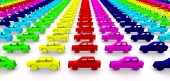 Autos en color del arco iris