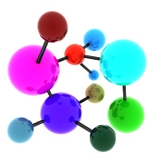 Abstract molecuul vol kleuren