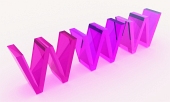 3D tekst WWW wykonane ze szkła w kolorze różowym kolorystyce