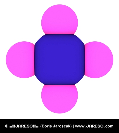 Molecule CH4 – metan, model 3D, izolat