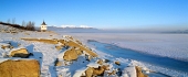 Den Liptovska Mara sjö p? vintern