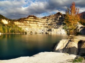 Hösten vatten Sutovo Lake, Slovakien
