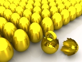 Golden Pound symbol inside cracked egg