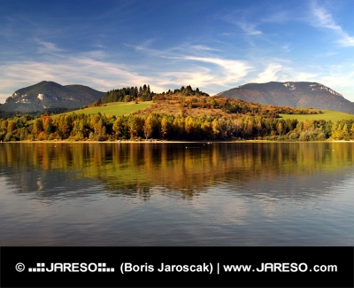 Reflection of hills in Liptovska Mara lake, Slovakia