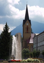 Church and fountain