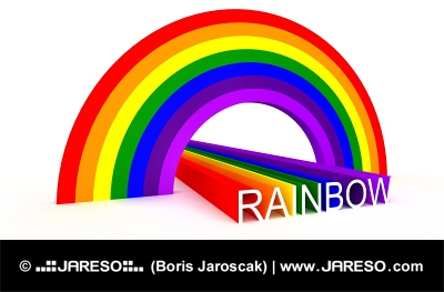 Diagonal visning af symbolske regnbuefarver og stavning