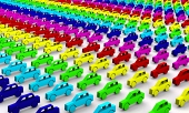 Concepto de coches arcoíris