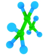 Concept moléculaire 3D du propane (molécule C3H8)