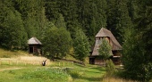 L'église en bois dans le musée en plein air Zuberec, Slovaquie