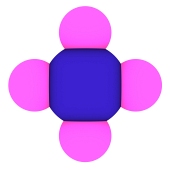 मीथेन 3 डी मॉडल के दृश्य (CH4 अणु)