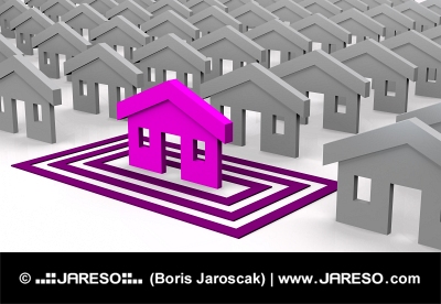 Roze huis gericht op vierkanten