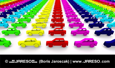 Auto's in regenboogkleur