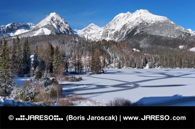 Bevroren Strbske Pleso in Hoge Tatra
