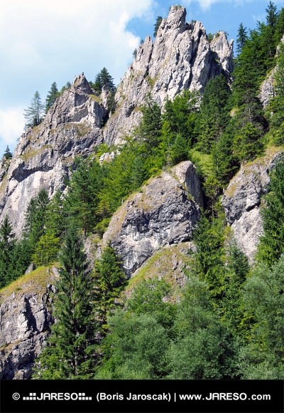 Masywne skały w dolinie Vrátna, Słowacji