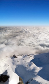 Widok z lotu ptaka Lomnické sedlo, Wysokich Tatrach