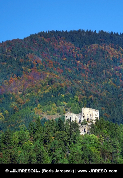 Ruina castelului Likava ascunsă în pădure adâncă