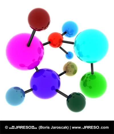 Абстрактная молекула, полная цветов