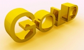 GOLD text med gyllene skugga isolerad på vit bakgrund