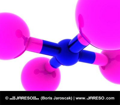 Abstract molecular concept in pink and blue color