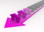 Houses colored to pink on diagonal arrow