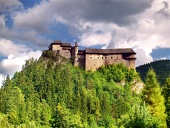 Northern side of Orava Castle during cloudy day
