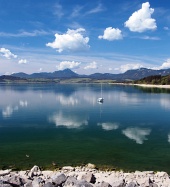 Reflection in Liptovska Mara lake during summer