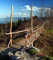 Wooden bridge over the abyss