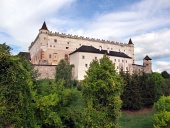Zvolen Castle on forested hill