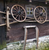 Wall of rural log house